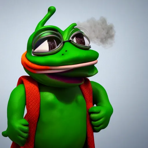 a 3 d render of a pepe dressed in hippie clothes and | Stable Diffusion ...