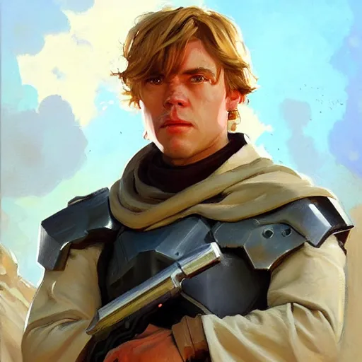 Image similar to greg manchess portrait painting of armored luke skywalker as overwatch character, medium shot, asymmetrical, profile picture, organic painting, sunny day, matte painting, bold shapes, hard edges, street art, trending on artstation, by huang guangjian and gil elvgren and sachin teng