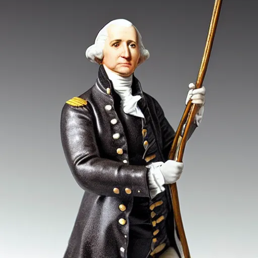 Image similar to tabletop figurine of george washington, painted plastic, studio lighting