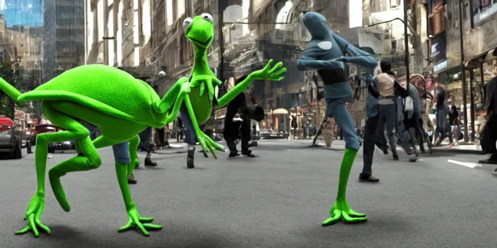 Image similar to Kermit in the Avengers movie (2012), IMAX footage