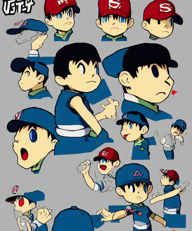 Image similar to ness from earthbound in the art style of ufotable studios, crisp 8 k line art, trending on artstation, cel shaded, matte, detailed, anime illustration