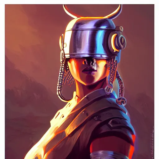 Image similar to cyberpunk viking helmet mask warrior goddess robot ninja fantasy, art gta 5 cover, official fanart behance hd artstation by jesper ejsing, by rhads, makoto shinkai and lois van baarle, ilya kuvshinov, ossdraws