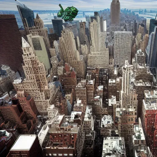 Image similar to professional journalism photograph of alien invaders destroying new york