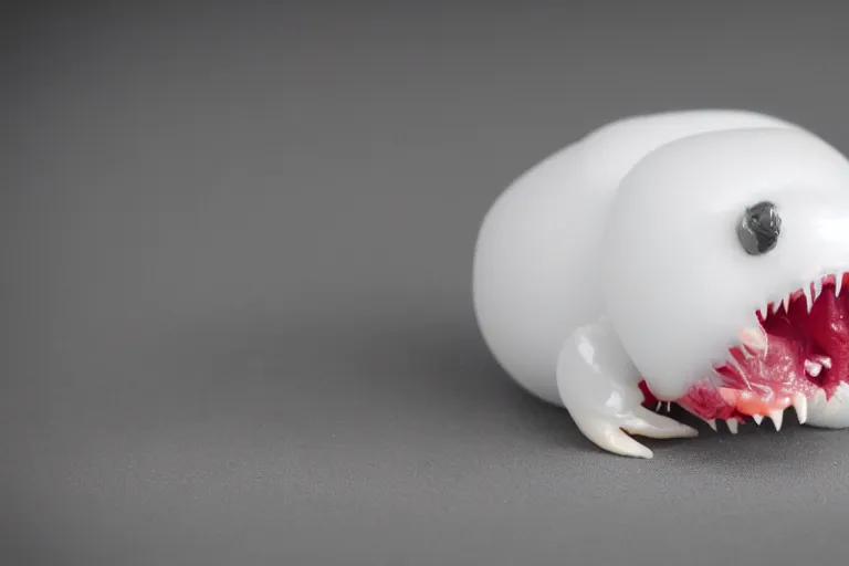 Image similar to a squishy white grub with big scary fangs and a lightbulb on its tail, high resolution film still, HDR color, 8k