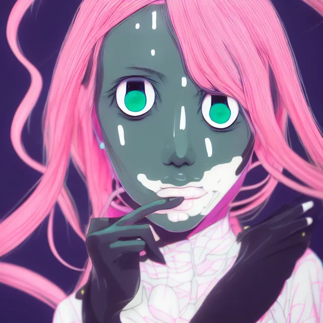 Image similar to eyes, portrait of a beautiful slime woman by aramaki shinji, tsurumaki kazuya, smug, 8 k, hd, saturated, flcl, hyperreality, masterpiece, symmetry