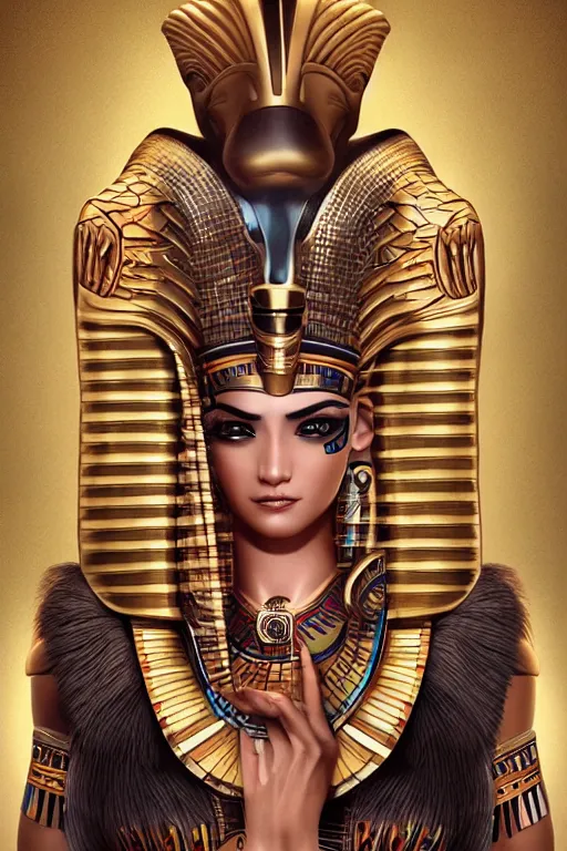 Image similar to a highly detailed beautiful portrait of a egyptian god with facial expression / emotion : enthusiastic in the style of artgerm.