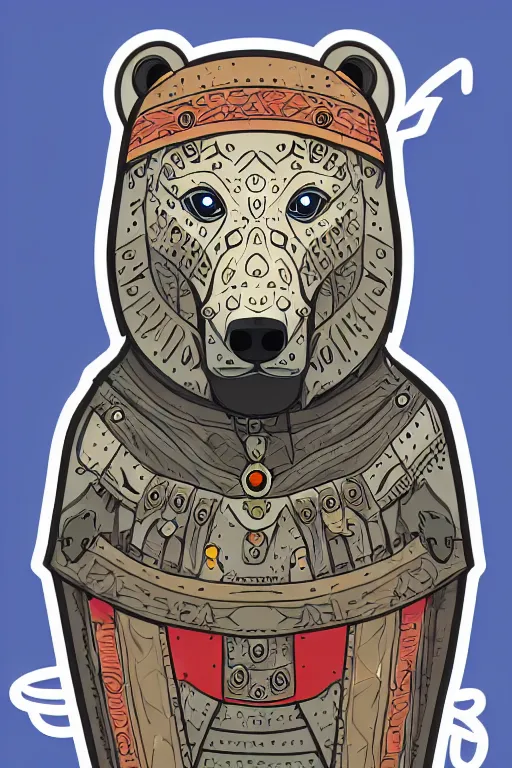 Image similar to Portrait of a polar bear in medieval armor, knight, medieval, sticker, colorful, illustration, highly detailed, simple, smooth and clean vector curves, no jagged lines, vector art, smooth