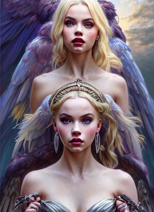 Prompt: ultra realistic illustration, a stunningly beautiful greek gothic goddess of chaos played by jordyn jones and dove cameron and margot robbie and taylor swift and megan fox, intricate, elegant, highly detailed, digital painting, artstation, concept art, smooth, sharp focus, illustration, art by artgerm and greg rutkowski and alphonse mucha