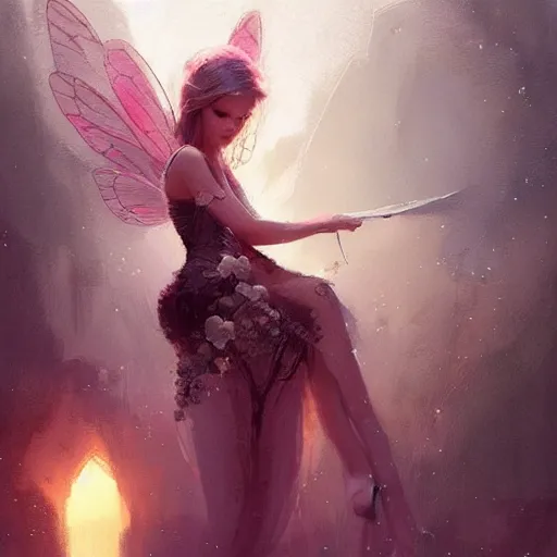 Image similar to “pretty fairy by Greg Rutkowski, realism, fantasy, trending on Artstation”