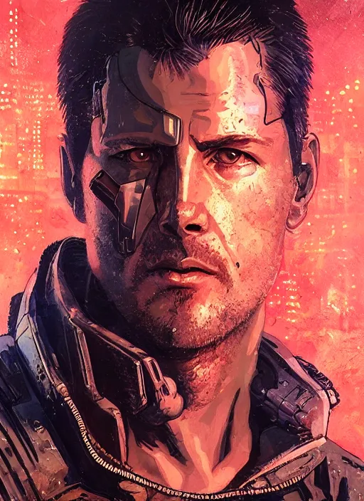 Image similar to cyberpunk space pilot character ( blade runner 2 0 4 9, dystopian, cyberpunk 2 0 7 7 character design ). attractive face. portrait by james gurney and laurie greasley and yoji shinkawa, oil on canvas. cinematic composition, hyper realism, realistic proportions, anatomy, dramatic lighting, photorealistic, high detail, 4 k