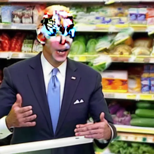 Image similar to joe biden at the grocery store surveillance footage