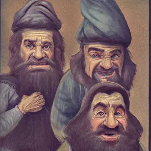 Prompt: Realistic portrait of 3 Dwarf Brothers