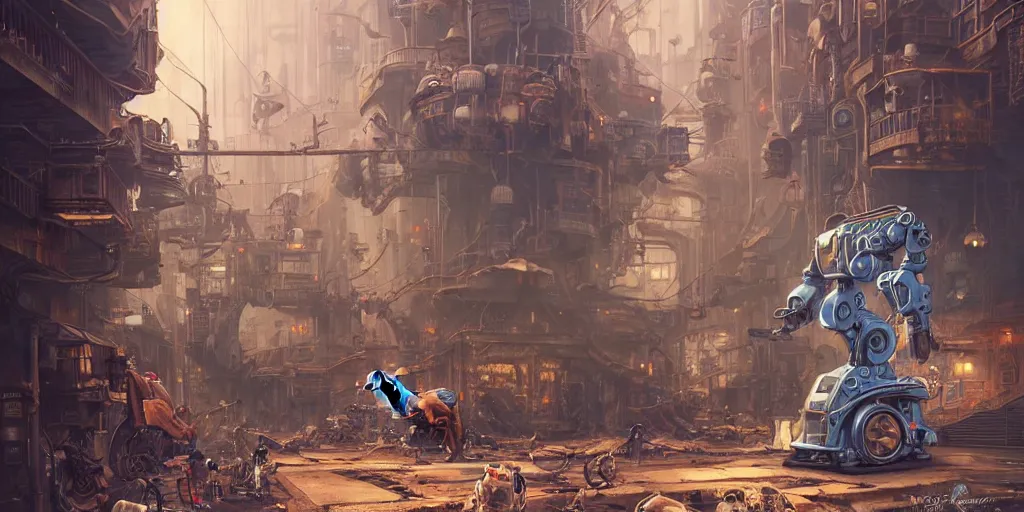 Prompt: hyperrealistic photography of a gorgeous junk cleaning robot on an overpopulated steampunk sci-fi city corner in the style of Jin Kagetsu, James Jean and wlop, highly detailed, masterpiece, award-winning, sharp focus, intricate concept art, ambient lighting, 8k, artstation