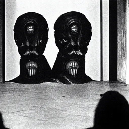 Prompt: Possession (1981) movie by Andrzej Żuławski and David Lynch, movie still, robot head and man head, dop