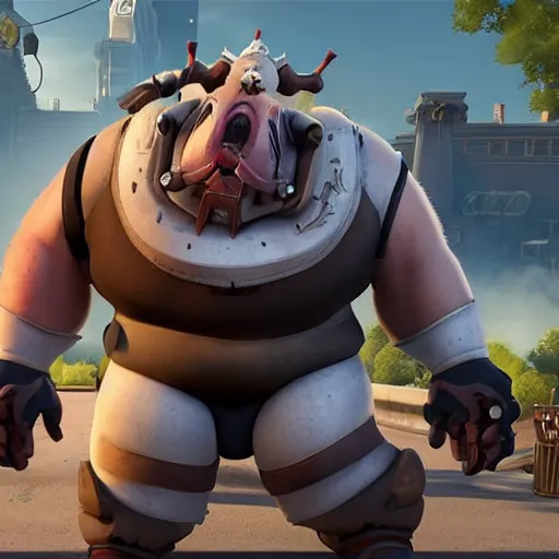 Image similar to Roadhog from overwatch, movie still