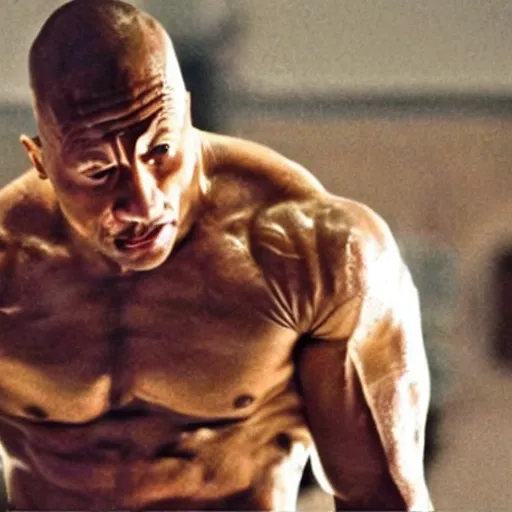 Prompt: a film still, Dwayne Johnson as rocky Balboa, cinematic, best scene