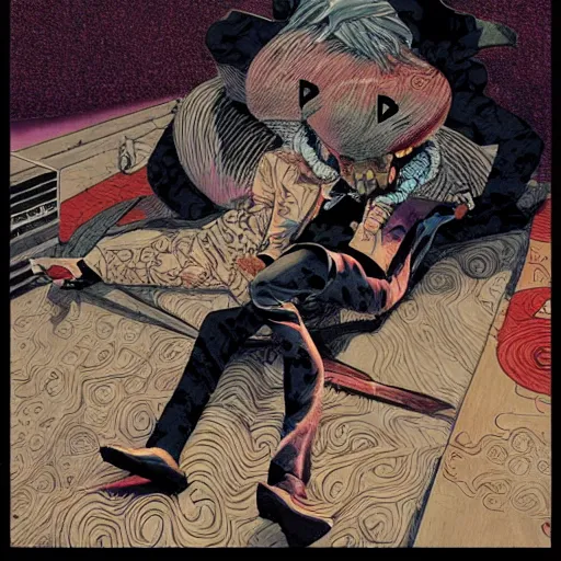 Image similar to rolling stones, painted black, hyper detail, in style of moebius
