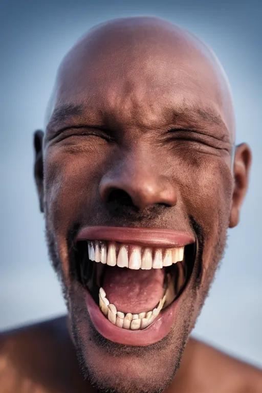 Prompt: a photograph of a man with massive!!!!! teeth huge!!! teeth, large teeth!!!!!!! drool showing, cavities in mouth, disgusting, sourced by national geographic, photograph taken in africa, 4 k image, golden hour, sigma lens, sourced, real,