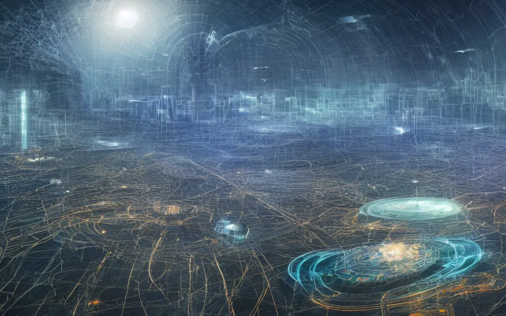 Prompt: prophecy of a techno - spiritual utopian city, perfect future, award winning digital art