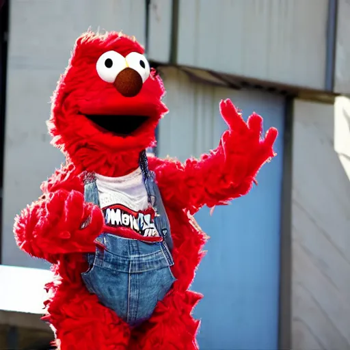 Image similar to hip-hop version of Elmo, living in the Sesame-Street hood