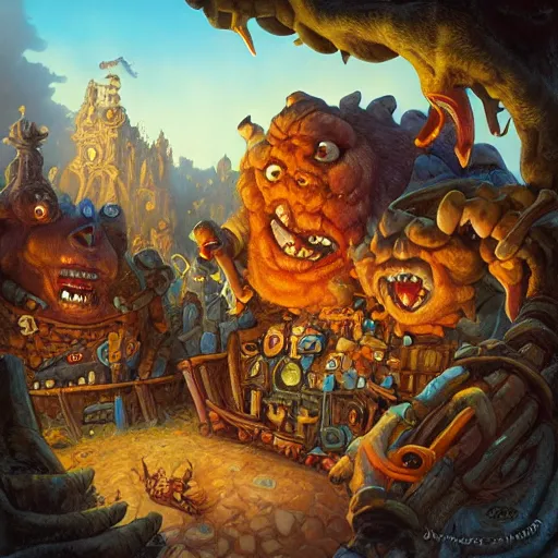 Image similar to monster town by justin gerard, deviantart