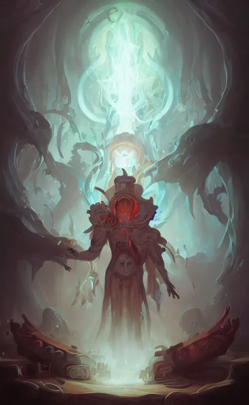 Image similar to portrait of the necromancer by peter mohrbacher