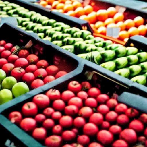 Image similar to film still of fresh produce making beats