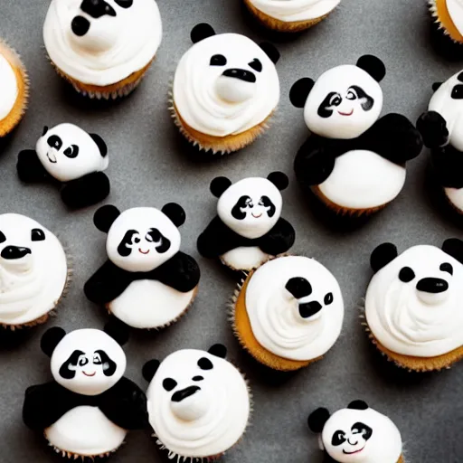 Prompt: beautiful panda cupcakes, food photography, centered, bokeh, studio lighting, sharp focus, sigma 3 0 mm f / 1. 4