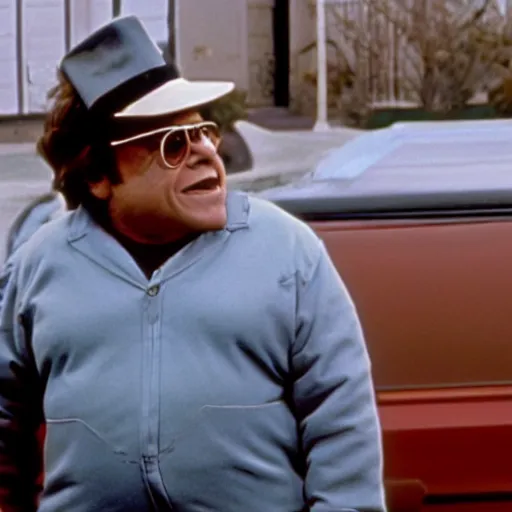 Image similar to A still of Danny Devito in Back to the Future (1985)