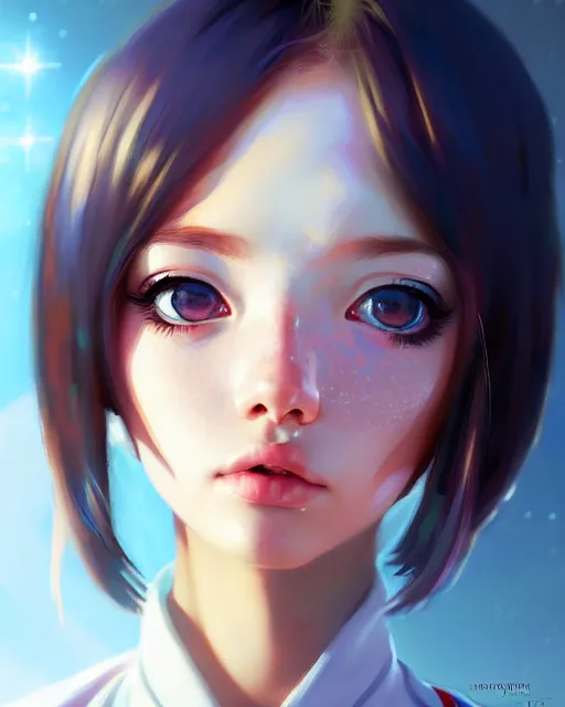Image similar to portrait Anime space cadet girl cute-fine-face, pretty face, realistic shaded Perfect face, fine details. Anime. realistic shaded lighting by Ilya Kuvshinov Giuseppe Dangelico Pino and Michael Garmash and Rob Rey, IAMAG premiere, aaaa achievement collection, elegant freckles, fabulous