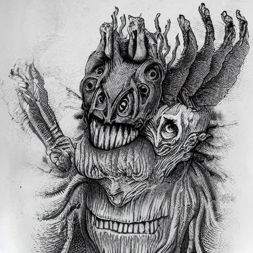 Image similar to bizarre bestiary of repressed unconscious emotional monsters and creatures