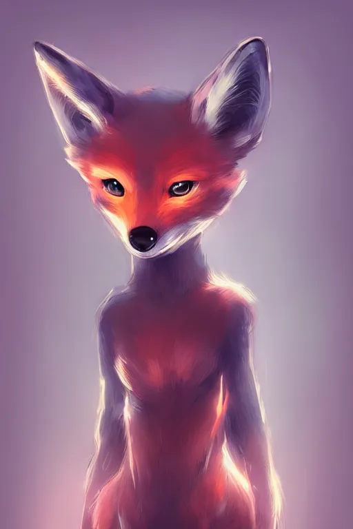 Image similar to a fox fursona, trending on artstation, by kawacy, furry art, digital art, cyberpunk, high quality, backlighting