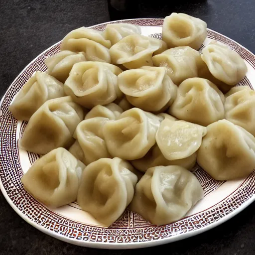 Image similar to a large plate of dumplings