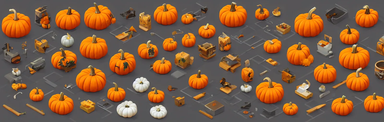 Image similar to prop pumpkin items isometric game pack trending on artstation