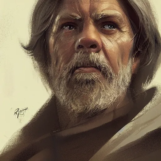 Image similar to portrait of a man by Greg Rutkowski, old jedi Master Luke Skywalker from Star Wars Expanded Universe, he is about 60 years old, wearing tactical gear of the Galactic Alliance, highly detailed portrait, digital painting, artstation, concept art, smooth, sharp foccus ilustration, Artstation HQ