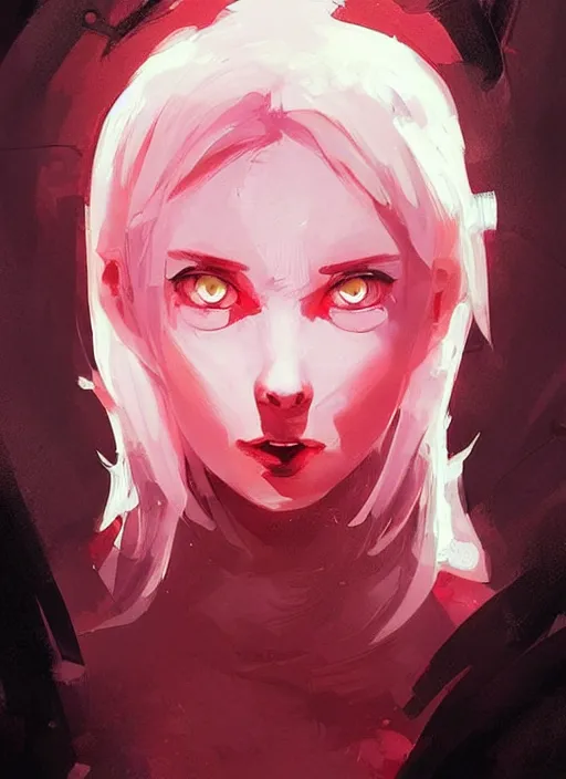 Prompt: highly detailed portrait of a ghost likely girl with neon red eyes, short white hair by atey ghailan, by greg rutkowski, by greg tocchini, by james gilleard, by joe fenton, by kaethe butcher, totally colorful, rainbow, neon coloring, dramatic lighting, chromatic, high contrast, trending in pinterest, award winning details