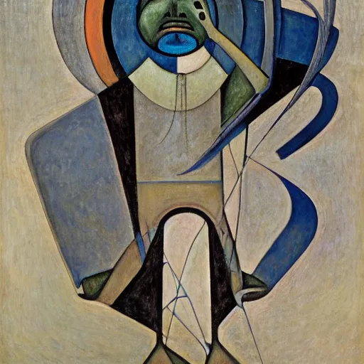 Image similar to portrait of a robot shaman, by annie swynnerton and and rufino tamayo and jean delville and edward hopper and evelyn de morgan, art deco shaman, stylized geometric flowers, art brut, outsider art, symbolist, dramatic lighting, god rays, clean crisp graphics, smooth sharp focus, extremely detailed, adolf wolfli