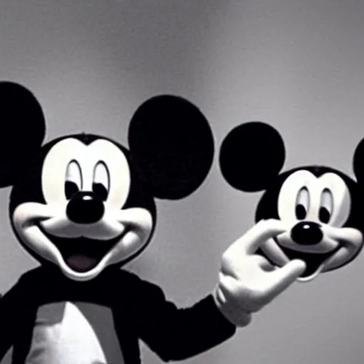 Prompt: micky mouse in a horror movie