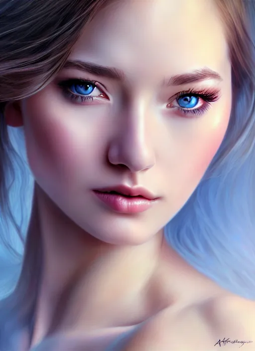 Image similar to a gorgeous female photo, professionally retouched, soft lighting, realistic, smooth face, perfect eyes, ( ( wide angle ) ), sharp focus on eyes, 8 k high definition, insanely detailed, intricate, elegant, art by artgerm, snowy winter