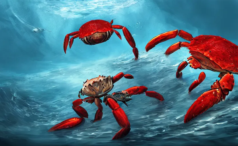Prompt: large crab monster underwater, artstation