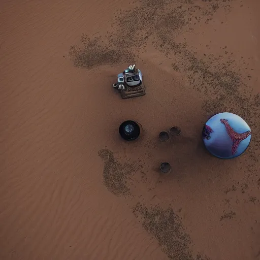 Image similar to 🐋🦖🐙 👽 🐳 in desert, photography