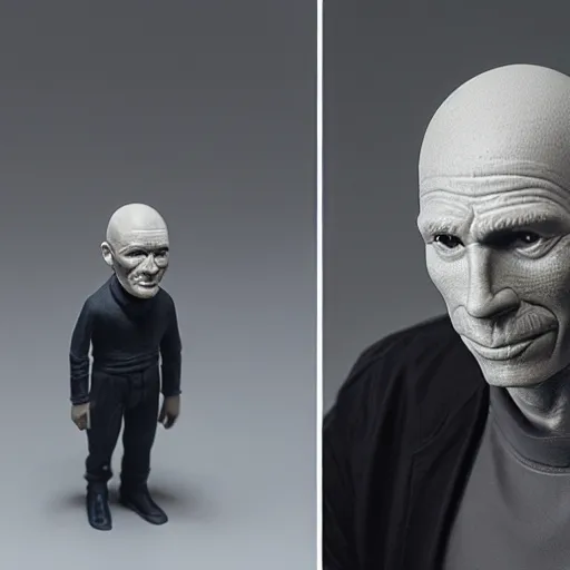 Image similar to a 3D printed polymer figurine of Ed Harris, studio lighting, F 1.4 Kodak Portra