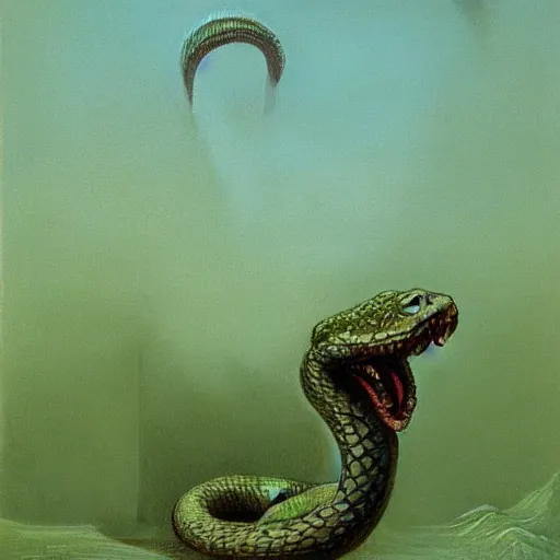 Prompt: snake monster 4 k by zdzisław beksinski