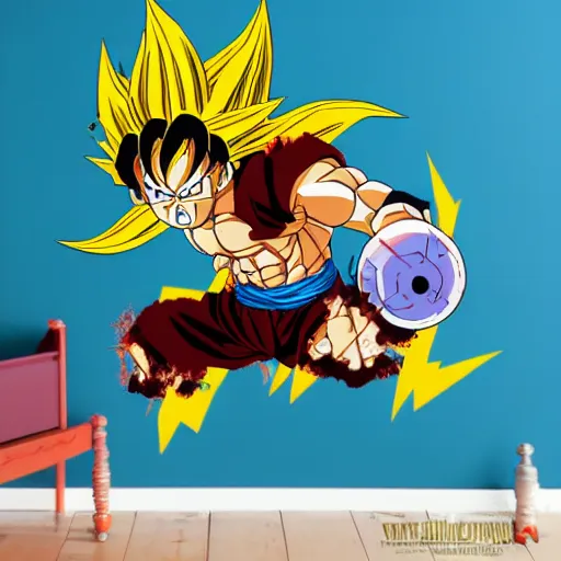 Image similar to die cut sticker, goku using gomu gomu no gatling by luffy, splatter paint