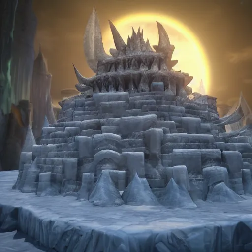 Image similar to Icecrown citadel covered in icecream, unreal engine