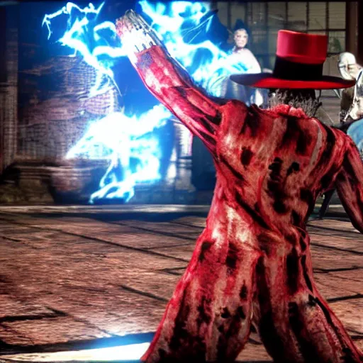 Image similar to freddy krueger in tekken 7, gameplay, fighting game,