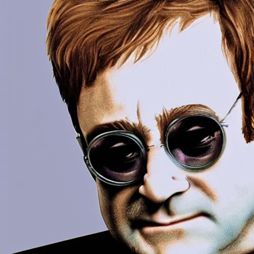 Image similar to elton john lennon, minimalist, 3 d render, pixelartb