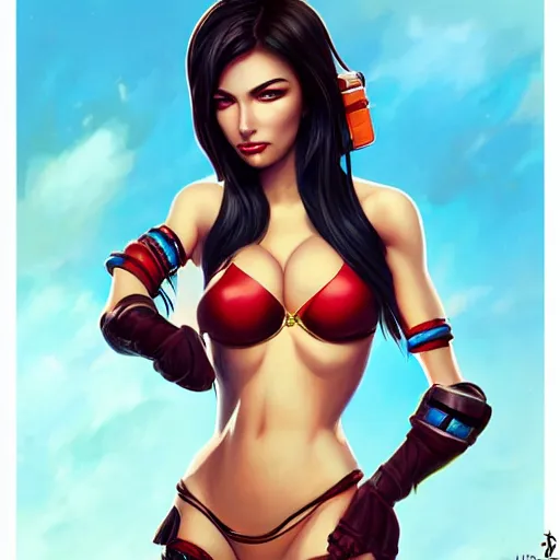 Image similar to katarina from league of legends, wearing bikini, Pixar style, by Tristan Eaton Stanley Artgerm and Tom Bagshaw.
