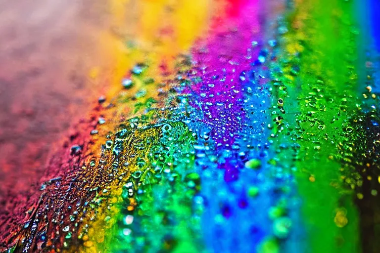 Image similar to Rainbow water dripping down a windshield