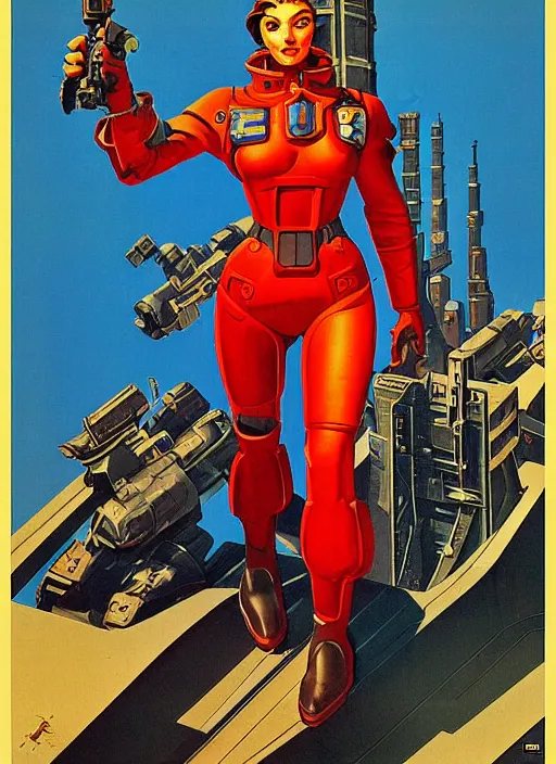 Image similar to soviet propaganda poster. cyberpunk mech pilot. portrait by jean giraud and anton otto fischer and john philip falter and will eisner and gil elvgren. realistic proportions. character art. science fiction d & d. tf 2, overwatch.